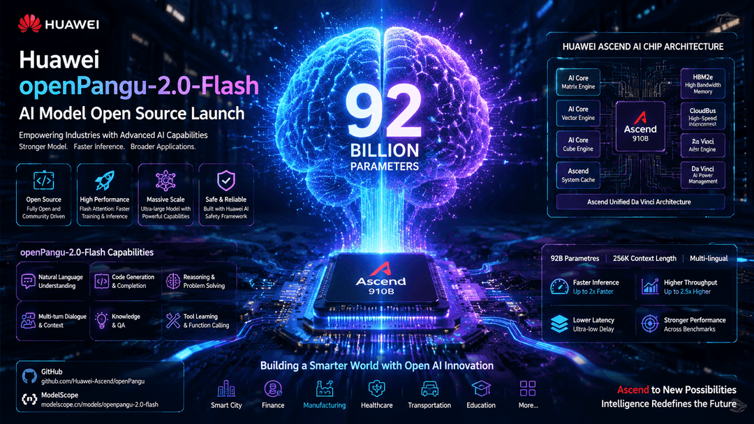 Huawei Open-Sources 92B-Parameter openPangu-2.0-Flash Model